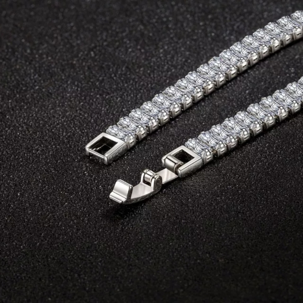 ***NEW 925 STERLING SILVER PRINCESS CUT DIAMOND BRACELET